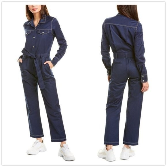 BLDWN COTTON Twill Blue Denim HARLEY JUMPSUIT - Hippie Boho Romper - JEAN MEDUIM - Picture 9 of 10